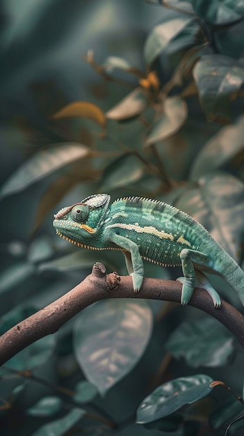 Photo gratuite un caméléon fascinant dans la nature