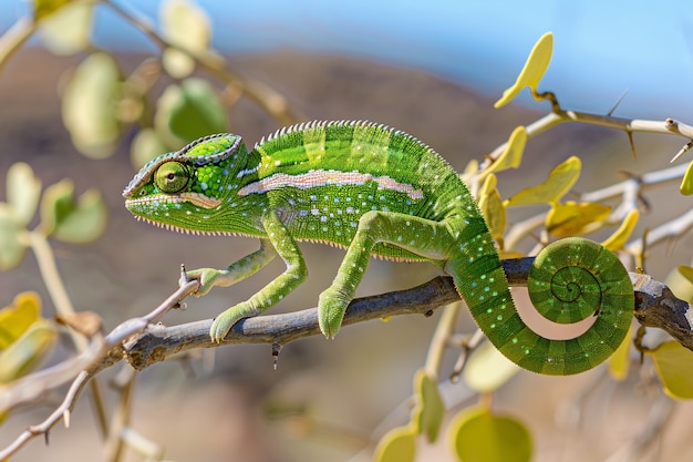 Photo gratuite un caméléon fascinant dans la nature