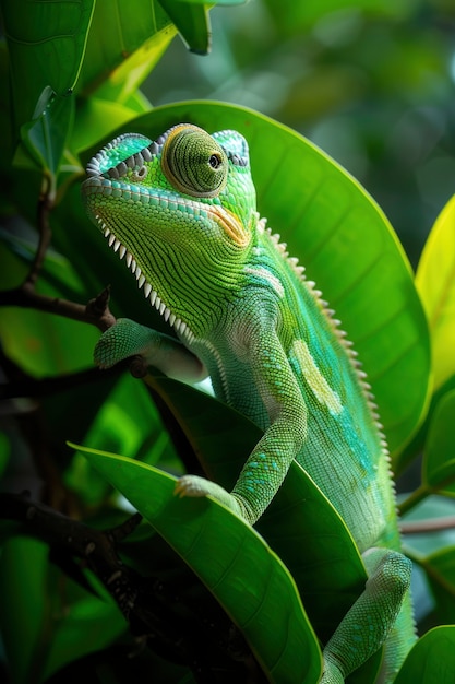 Photo gratuite un caméléon en gros plan dans la nature