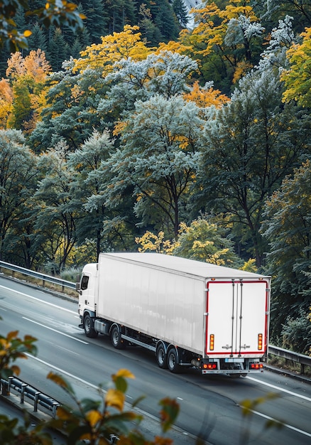 Photo gratuit un camion de cargaison vide sur la route