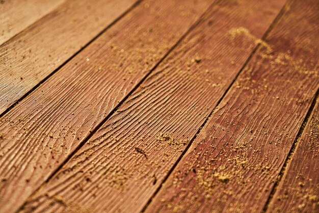 Close-up de planches avec du sable