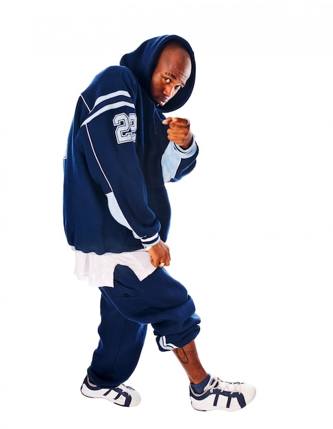 Photo gratuite cool hip-hop jeune homme sur blanc