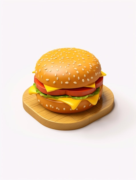 Photo gratuite délicieux burger 3d avec un fond simple