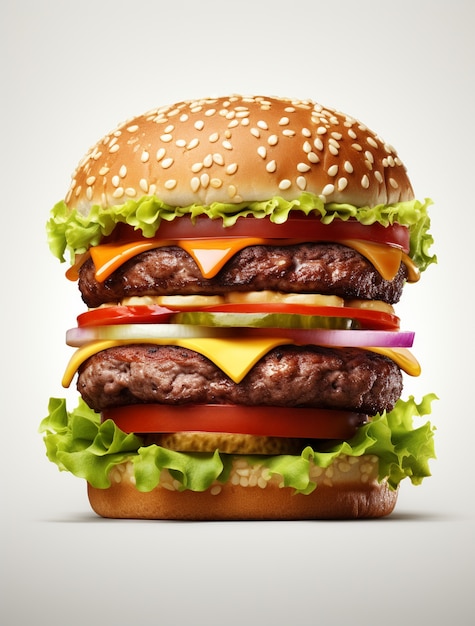 Photo gratuite délicieux burger 3d avec un fond simple