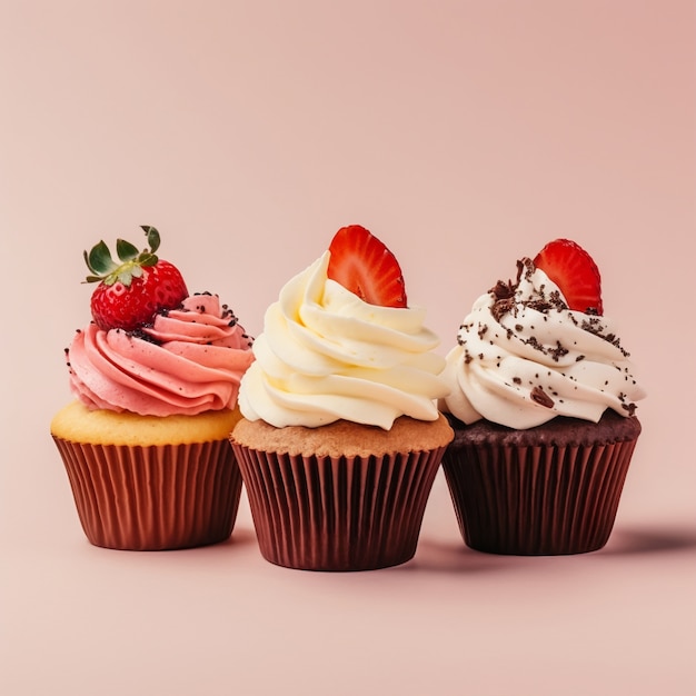 Photo gratuite délicieux cupcakes aux fraises