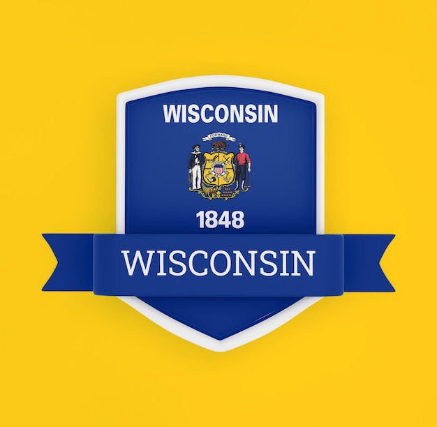 Photo gratuite drapeau du wisconsin avec bannière