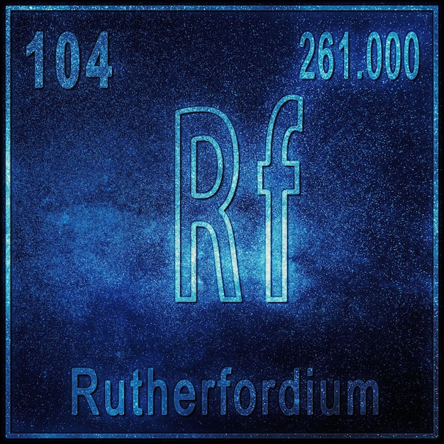 Photo gratuite Élément chimique rutherfordium, signe avec numéro atomique et poids atomique, élément du tableau périodique