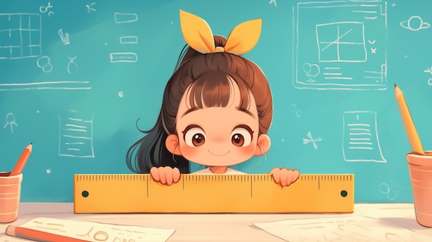 Photo gratuite Étudiant en dessin animé en classe de mathématiques