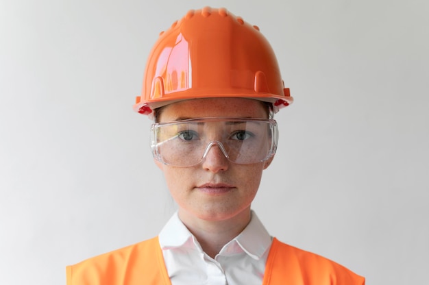 Photo gratuite femme portant un équipement de protection industriel spécial