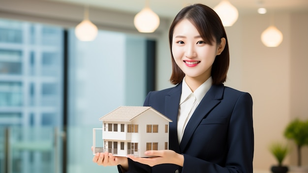 Photo gratuite une femme de taille moyenne qui travaille comme agent immobilier.