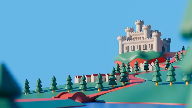 Photo gratuite fond 3d pour enfants avec château