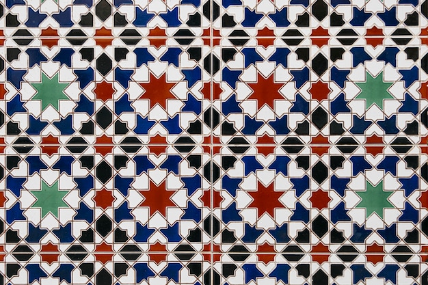 Photo gratuit fond de mur de carreaux de mosaïque marocaine