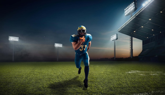 Football américain Joueur de football américain dans un stade de sport professionnel