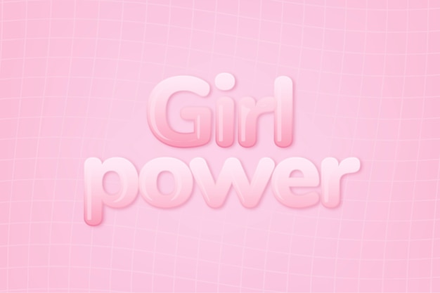 Photo gratuite girl power dans word dans le style de texte rose bubble-gum