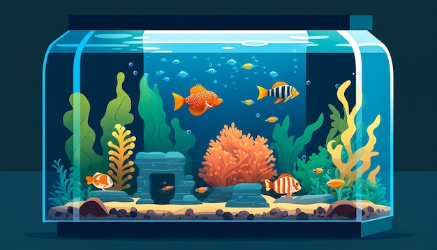 Photo gratuit grand aquarium en verre avec ia générative de poissons