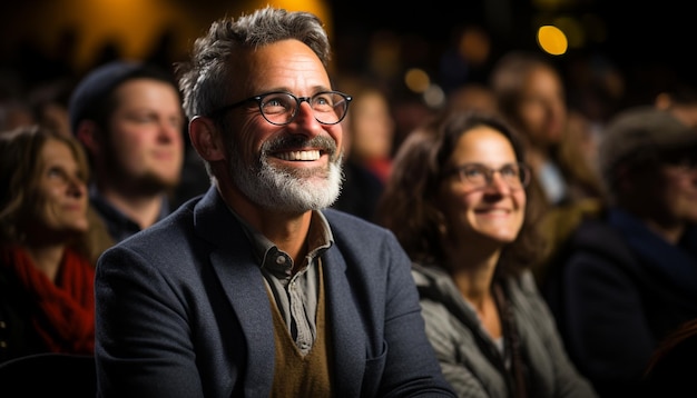 Photo gratuit un grand groupe de personnes souriantes regardant une caméra à l'intérieur générée par l'intelligence artificielle