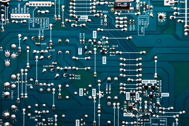 Gros plan de la carte de circuit imprimé vue de dessus