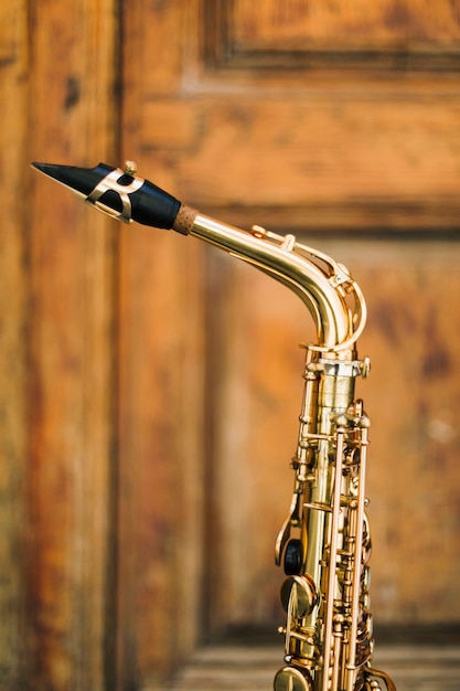 Photo gratuite gros plan, saxophone, cou