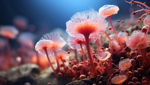 Photo gratuit un gros plan de l'usine sous-marine révèle la beauté multicolore de la nature générée par l'ia