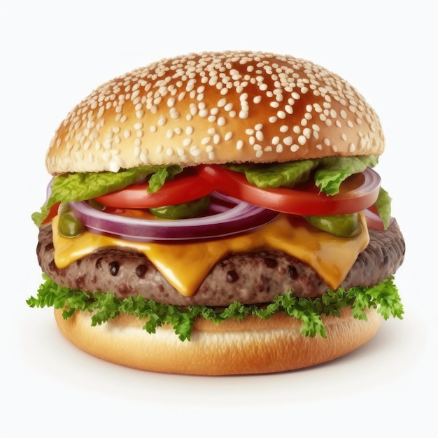 Photo gratuite hamburger isolé sur fond blanc restauration rapide burger frais