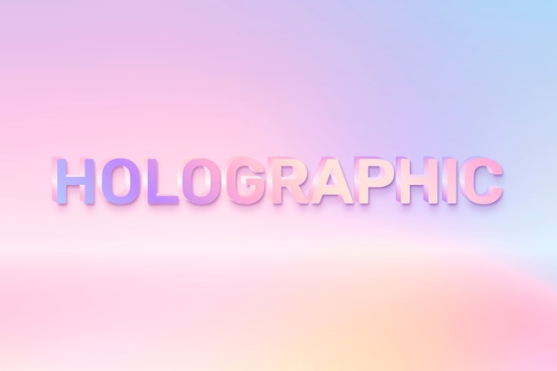 Photo gratuite holographique en mot dans un style de texte coloré