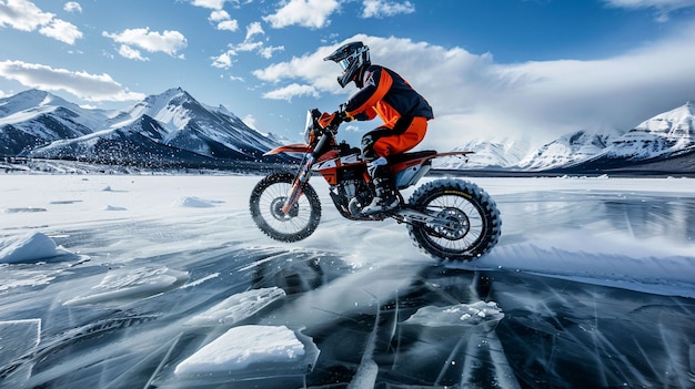 Photo gratuite un homme qui fait de la course et fait du dirt bike.