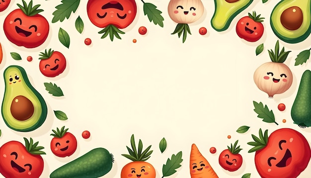 Photo gratuite illustration de légumes et de fruits mignons