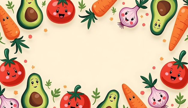 Photo gratuite illustration de légumes et de fruits mignons