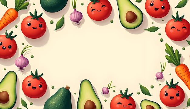 Photo gratuite illustration de légumes et de fruits mignons