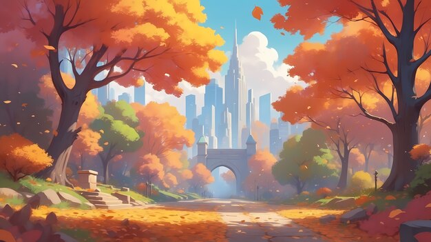 Illustration de la saison d'automne dans le style de l'art numérique