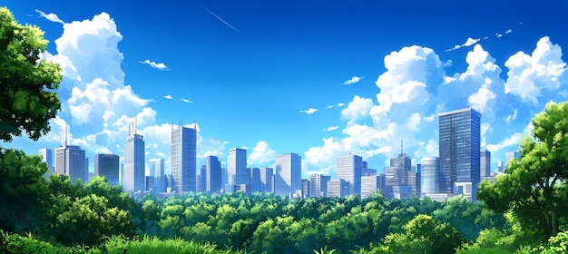 Photo gratuite illustration de la ville de l'anime