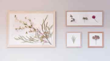 Photo gratuite image de fleurs dans le cadre photo accroché au mur