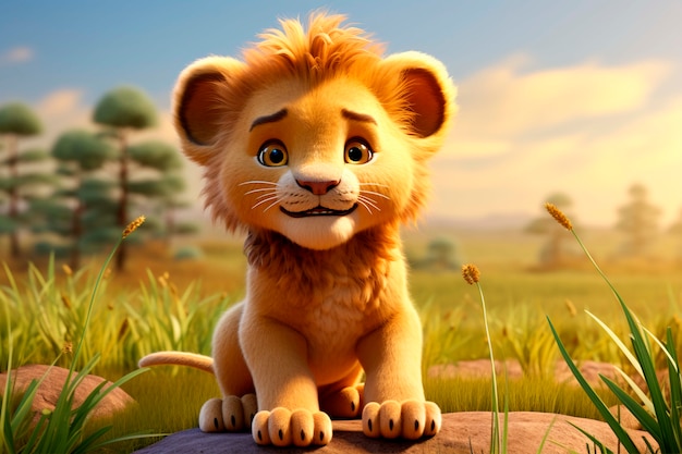 Un lion adorable dans la nature