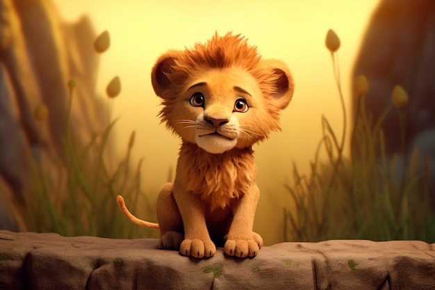 Photo gratuite un lion adorable dans la nature