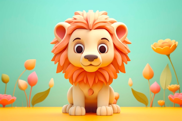 Photo gratuite le lion adorable dans le studio