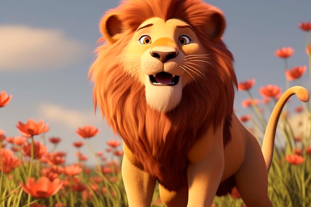 Le lion mignon dans la nature