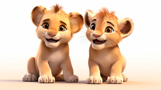 Photo gratuite des lions adorables en studio