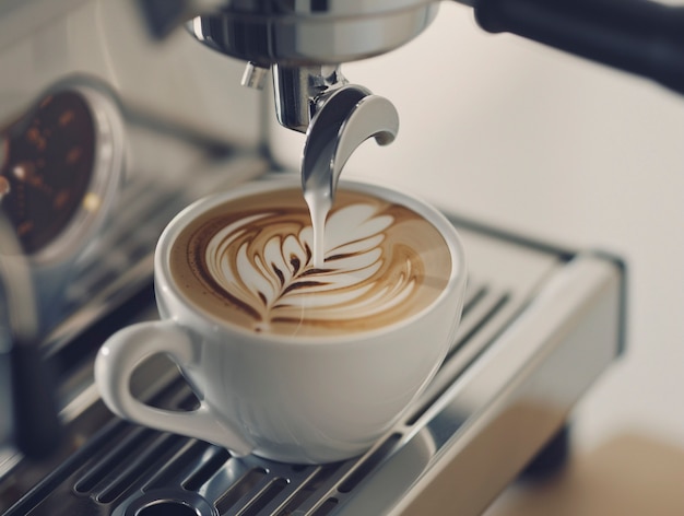 Photo gratuite la machine à café fait une tasse de café parfaite.