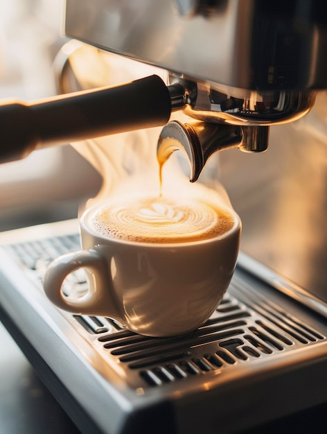 Photo gratuite la machine à café fait une tasse de café parfaite.