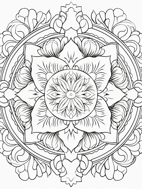 Photo gratuite mandala illustré à la ligne