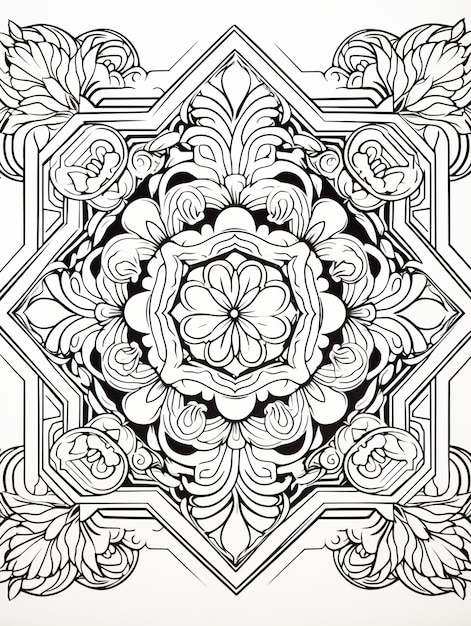 Photo gratuite mandala illustré à la ligne