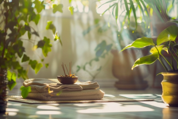 Photo gratuite la nature morte de l'équipement de yoga