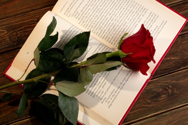 Photo gratuit la nature morte de sant jordi pour le jour des livres et des roses