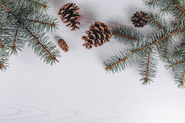 Noël plat poser sur fond en bois