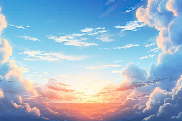 Photo gratuite des nuages de style anime