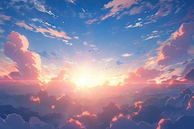 Photo gratuite des nuages de style anime