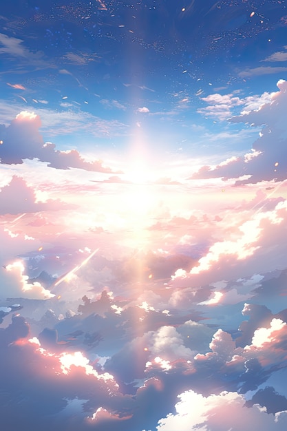 Photo gratuite des nuages de style anime