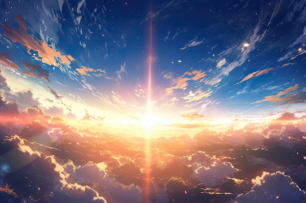 Photo gratuite des nuages de style anime