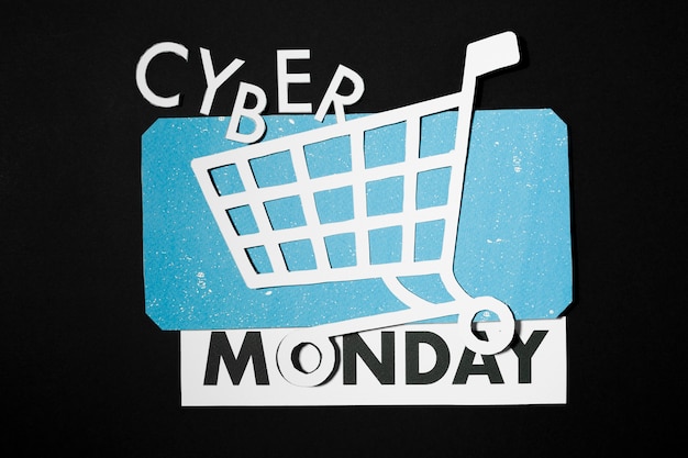 Photo gratuite offre cyber ​​monday sur une couverture en papier bleu