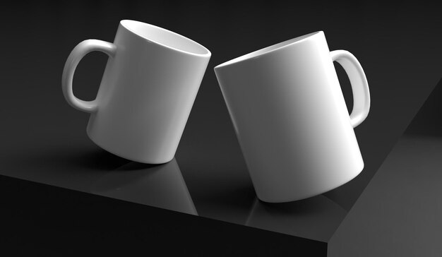 Pack de tasses blanches sur une surface sombre